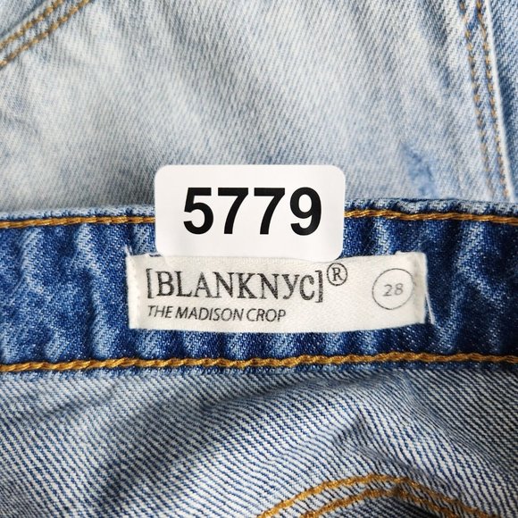 BLANKNYC Jeans Womens 28 Blue Madison Cropped Star Patch Distressed High Rise - Picture 14 of 16